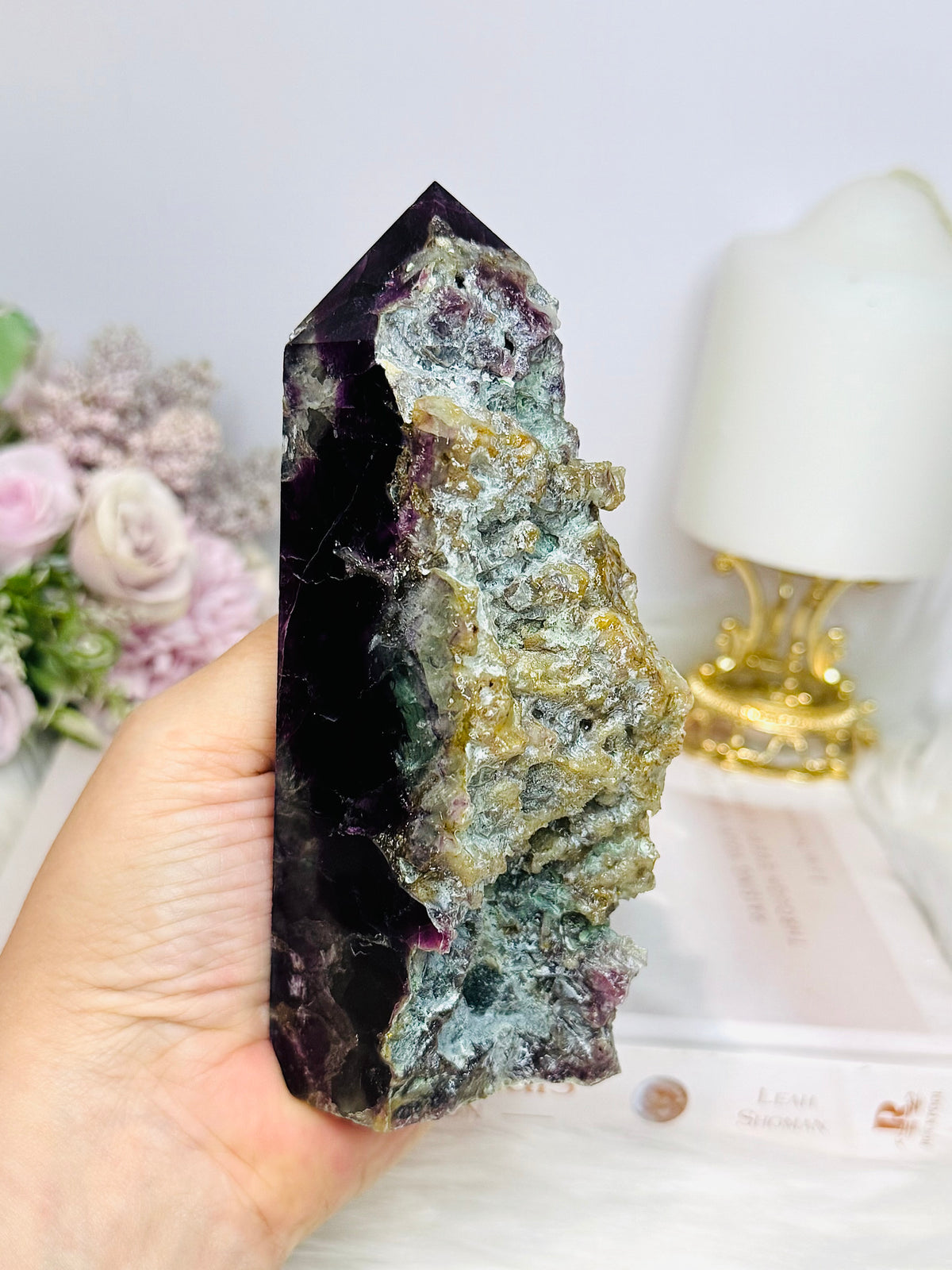 Large High Grade Druzy Fluorite Tower 471g 14cm