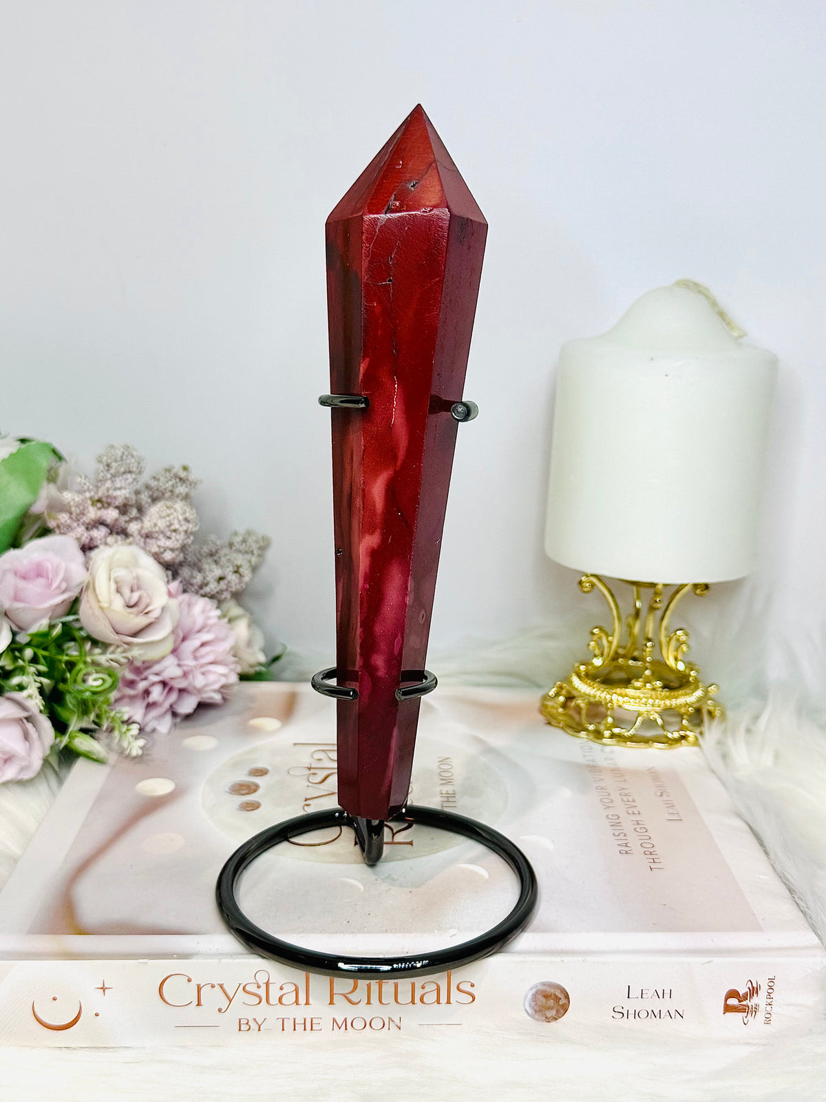 Large Mookaite Jasper Wand | Tower on Stand 19.5cm