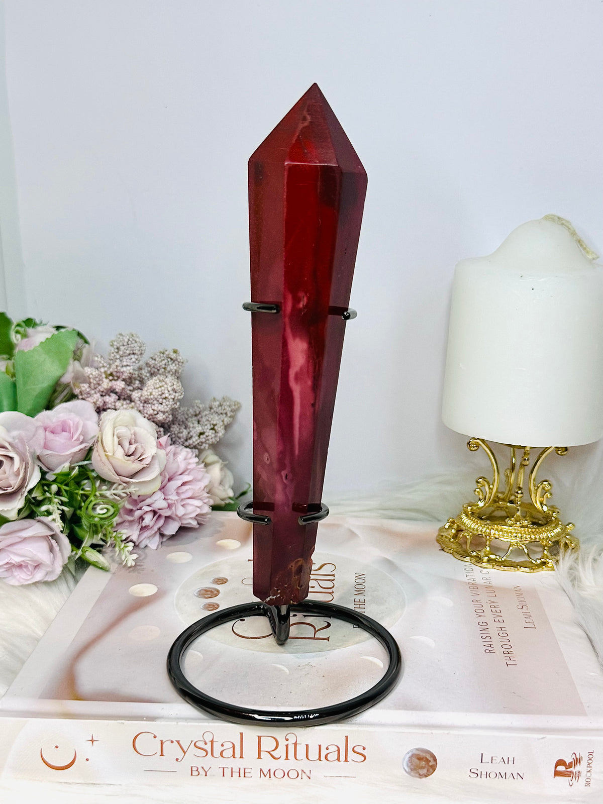 Large Mookaite Jasper Wand | Tower on Stand 19.5cm