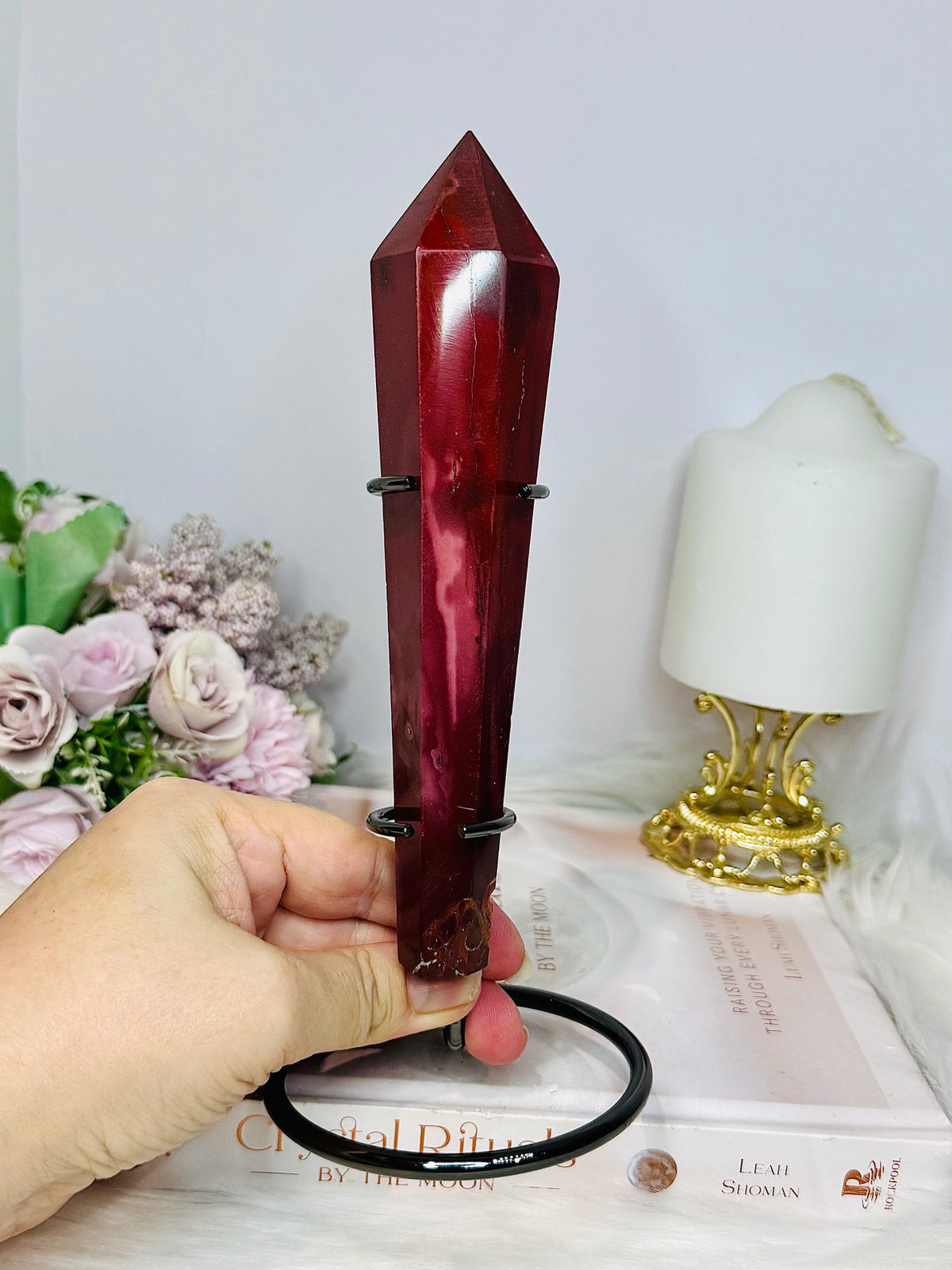 Large Mookaite Jasper Wand | Tower on Stand 19.5cm