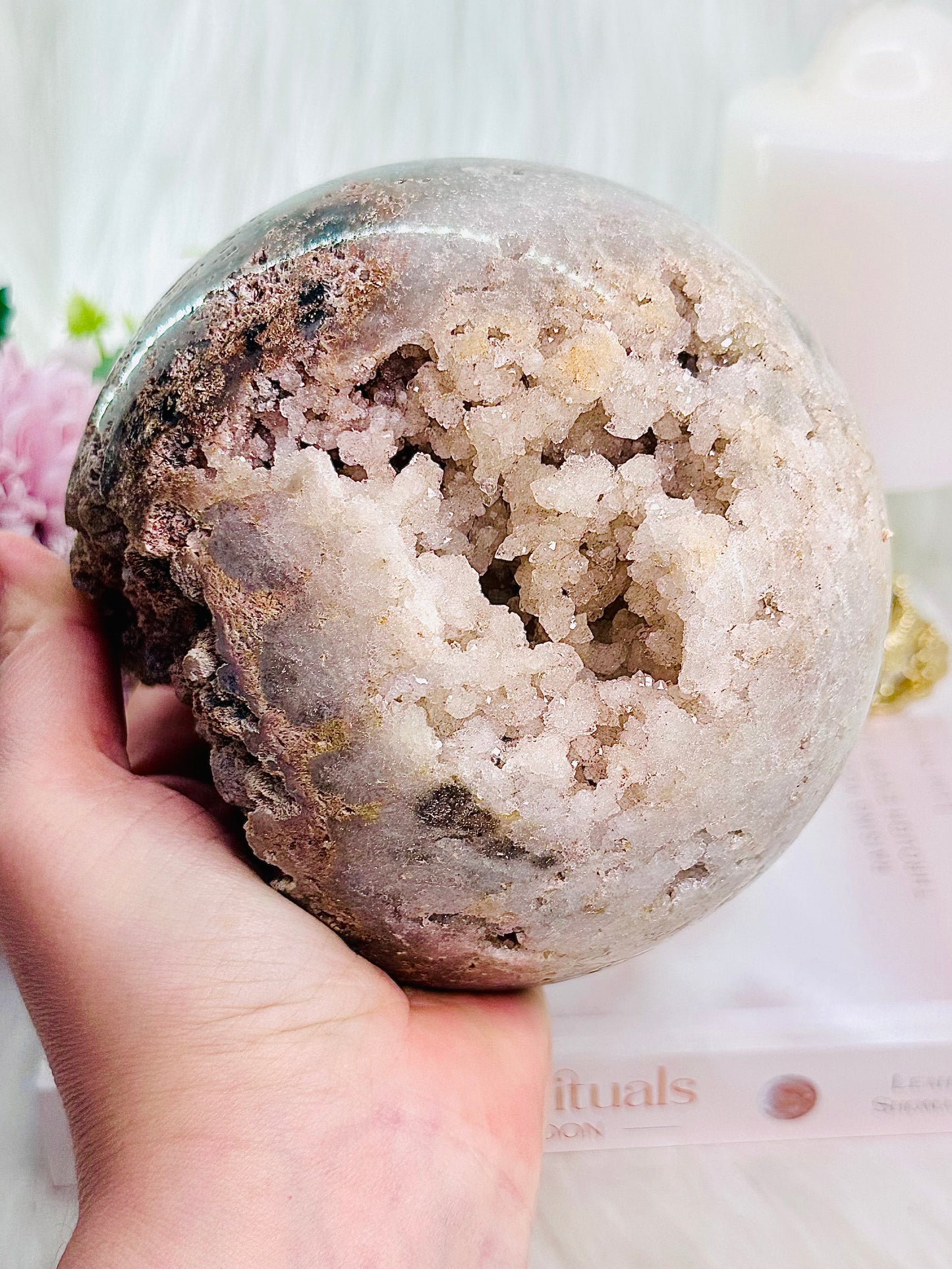 ⚜️ SALE ⚜️ ⭐️ SHE IS THE QUEEN OF SPHERES ⭐️ WOW!!! Classy & Fabulous HUGE 1.72KG 12cm Sparkling Stunning Pink Amethyst Druzy Sphere From Brazil Comes With A Stand (The stand in pic is display only)