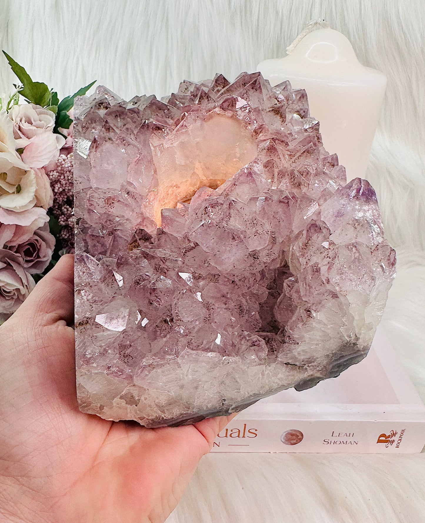 Stunning Huge 1.9KG Chunky Amethyst Cluster Candle Holder From Brazil Just Incredible