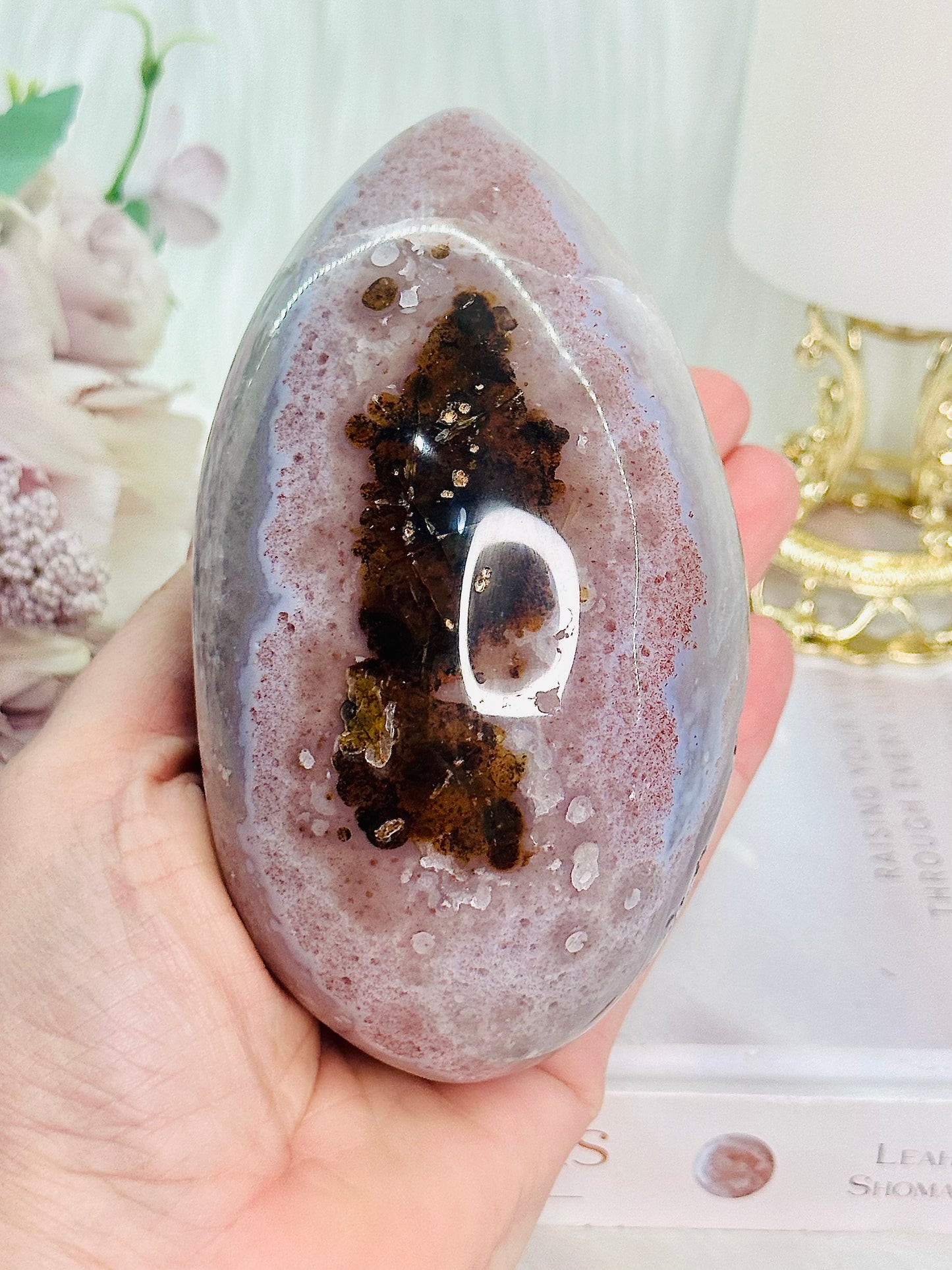 TOTALLY IN LOVE!!!!! Absolutely Divine Large 718gram Druzy Agate Carved Egg On Stand ~ An Exquisite Piece