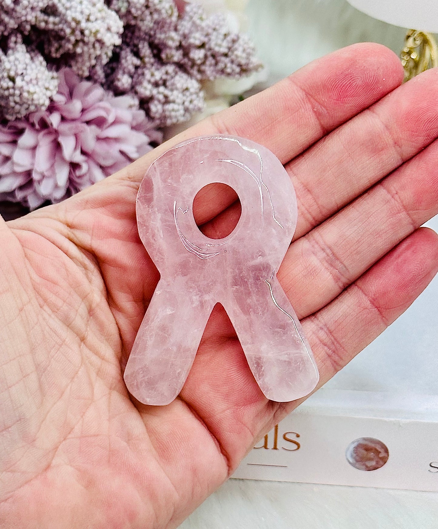 Gorgeous Rose Quartz Carved Pink Ribbon