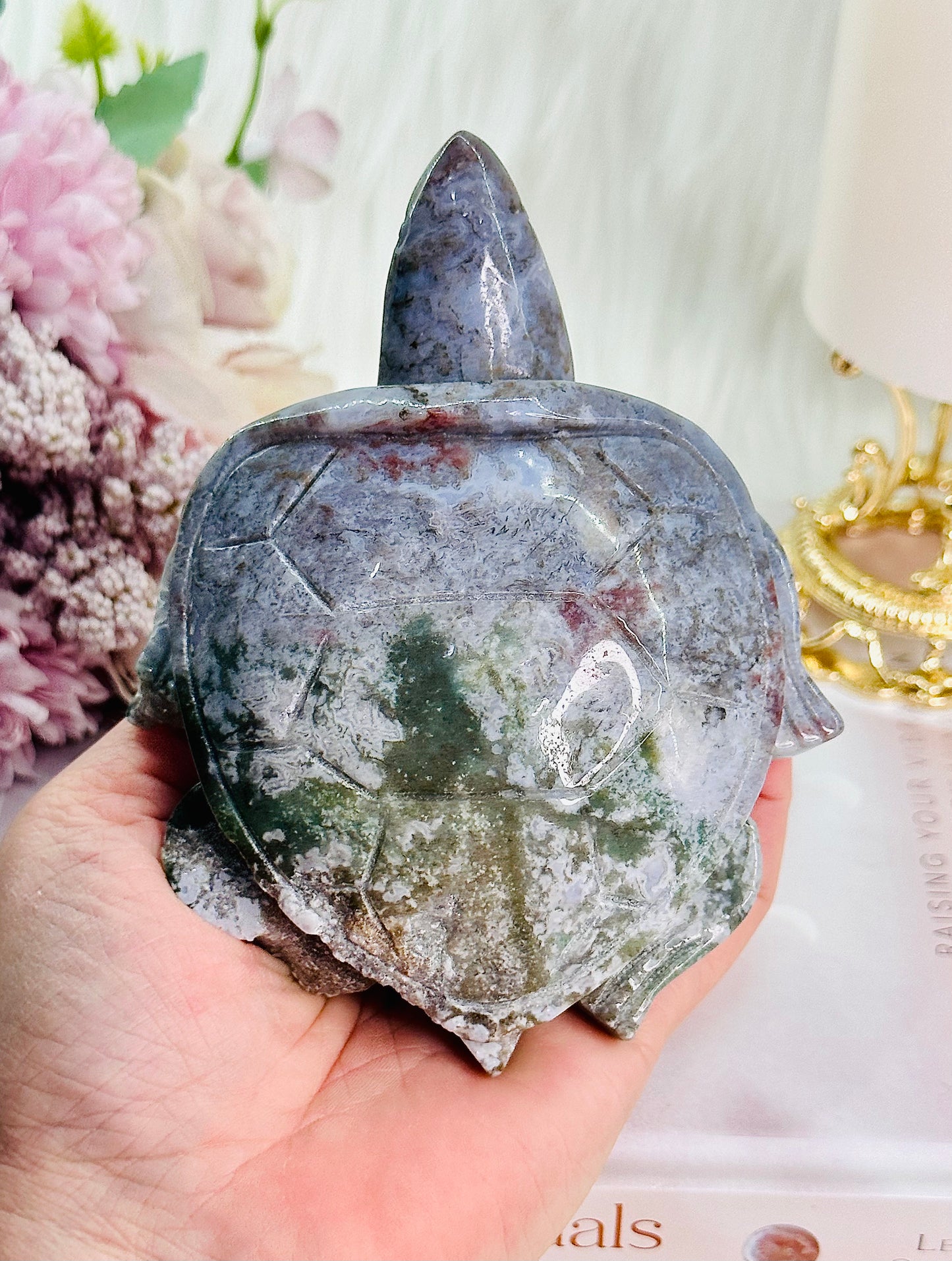 Absolutely Gorgeous Perfectly Carved Ocean Jasper Turtle 412grams