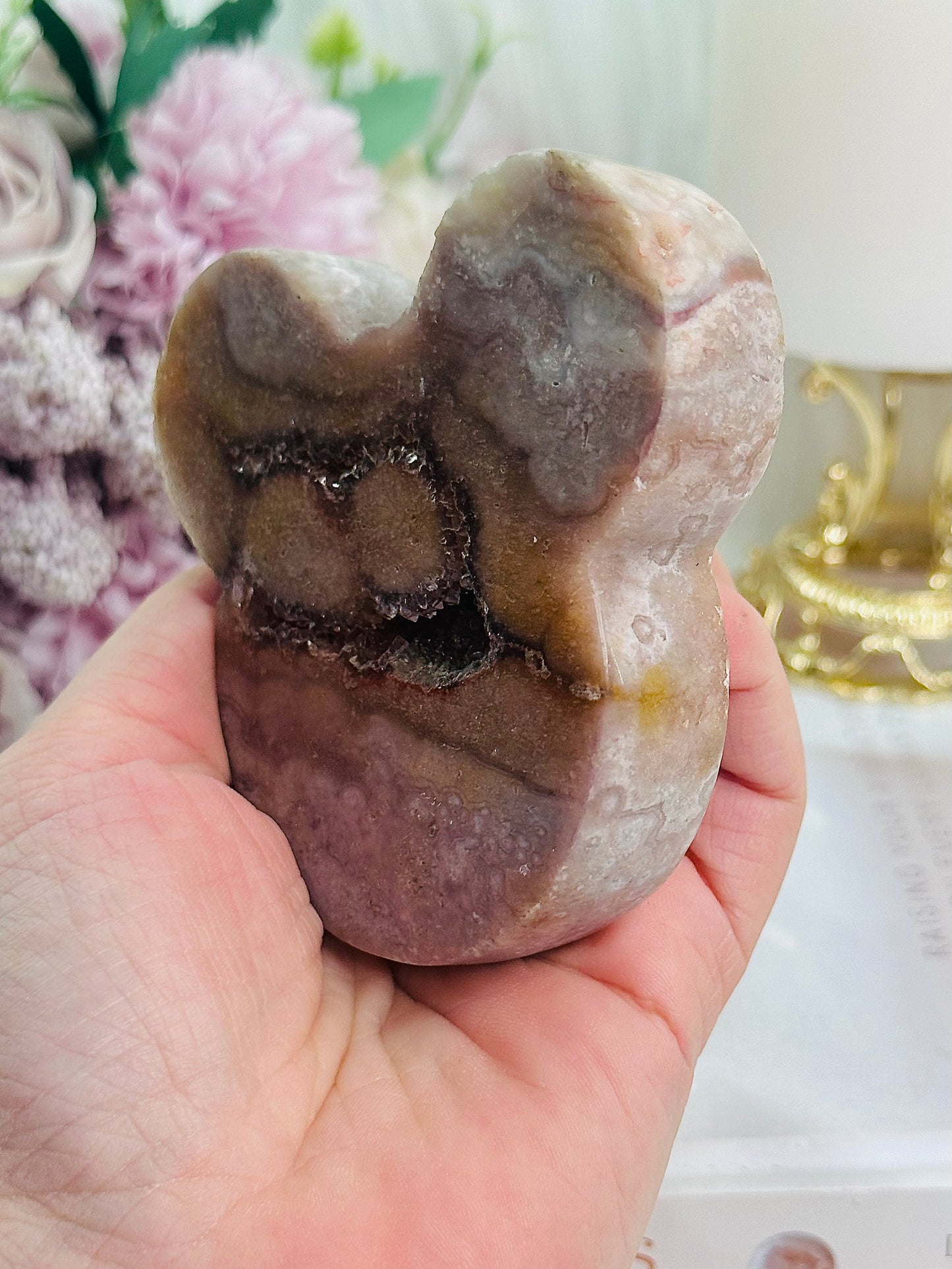 Absolutely Beautiful Druzy Pink Amethyst Carved Bear Head