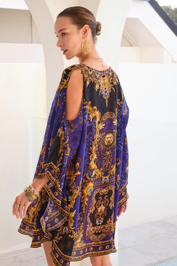 Stunning New CZARINA MIDNIGHT BLUE KAFTAN SILK DRESS