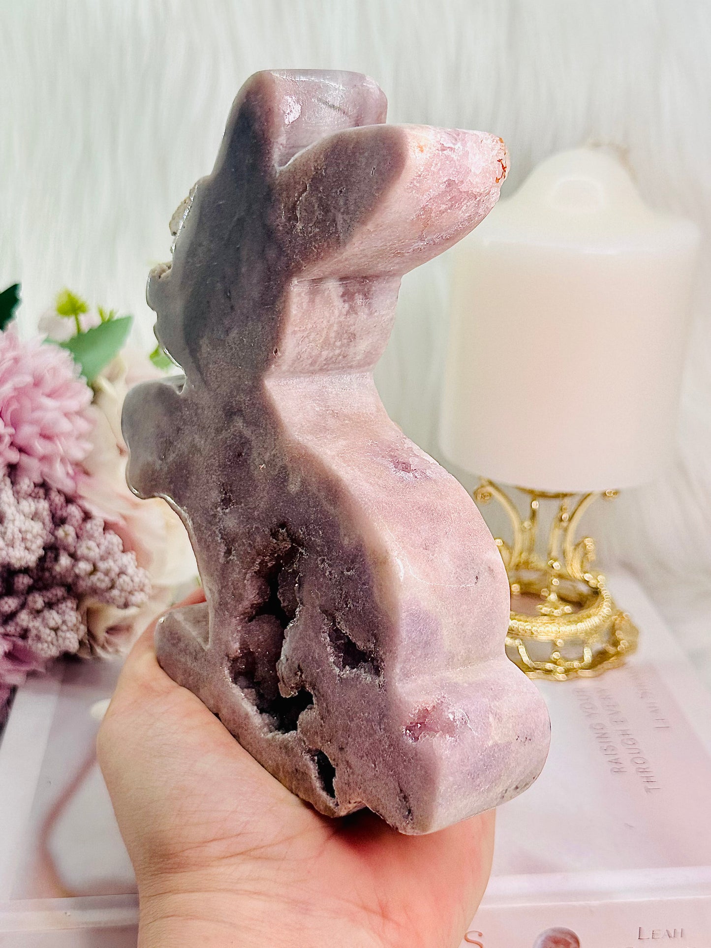 The Ultimate Bunny Rabbit!!! Absolutely Incredible Large Perfectly Carved Pink Amethyst Druzy Bunny Rabbit 739grams Of Perfection