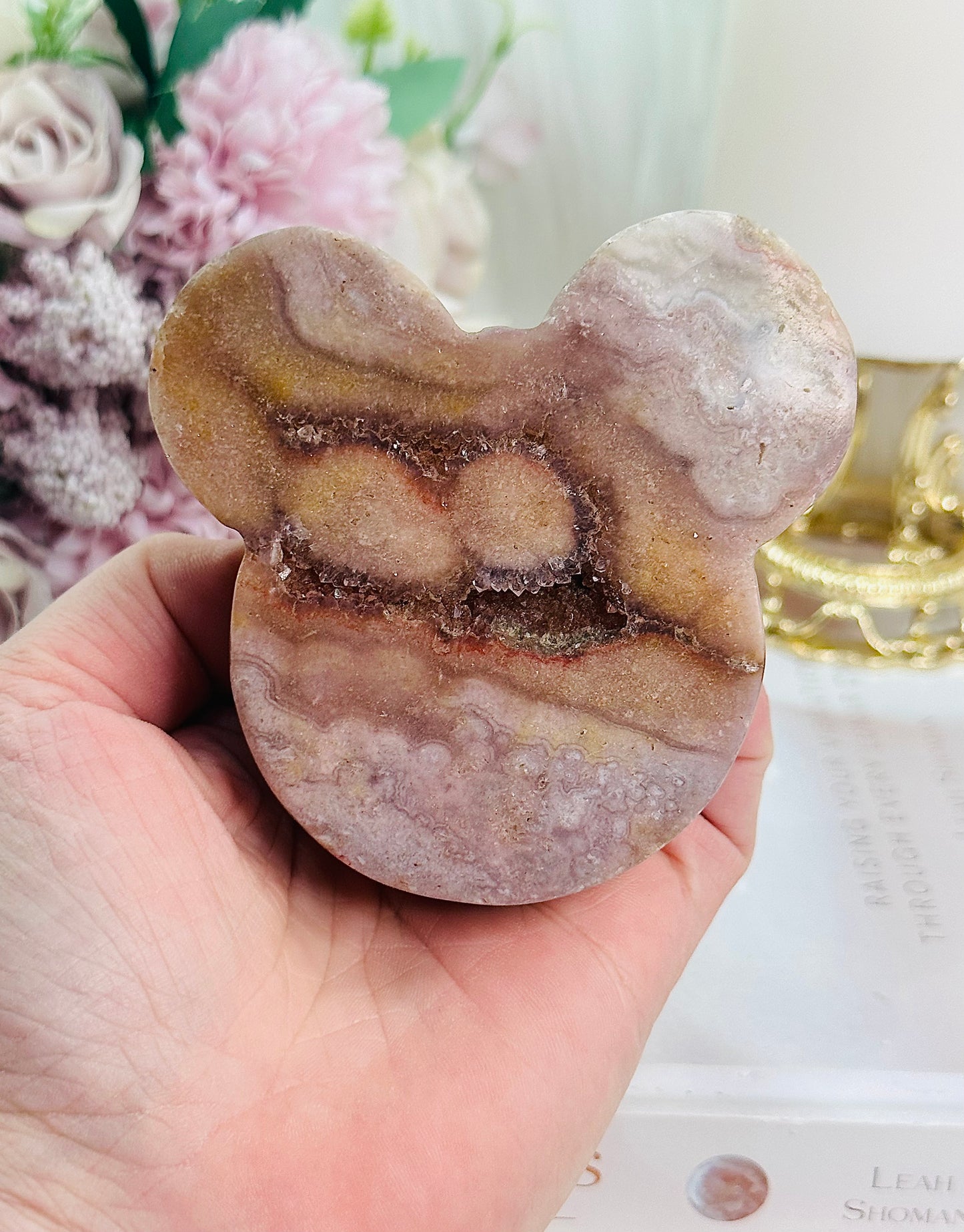 Absolutely Beautiful Druzy Pink Amethyst Carved Bear Head