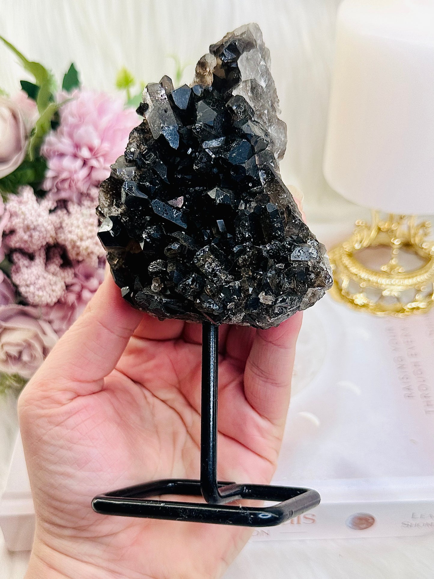 Supports Depression ~ Stunning 15cm Smokey Quartz Cluster On Stand From Brazil