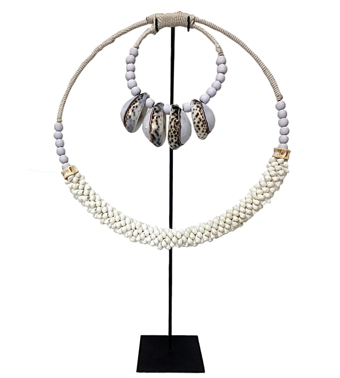 Huge Round Boho Shell Necklace On Stand 40cm x 40cm Just Beautiful