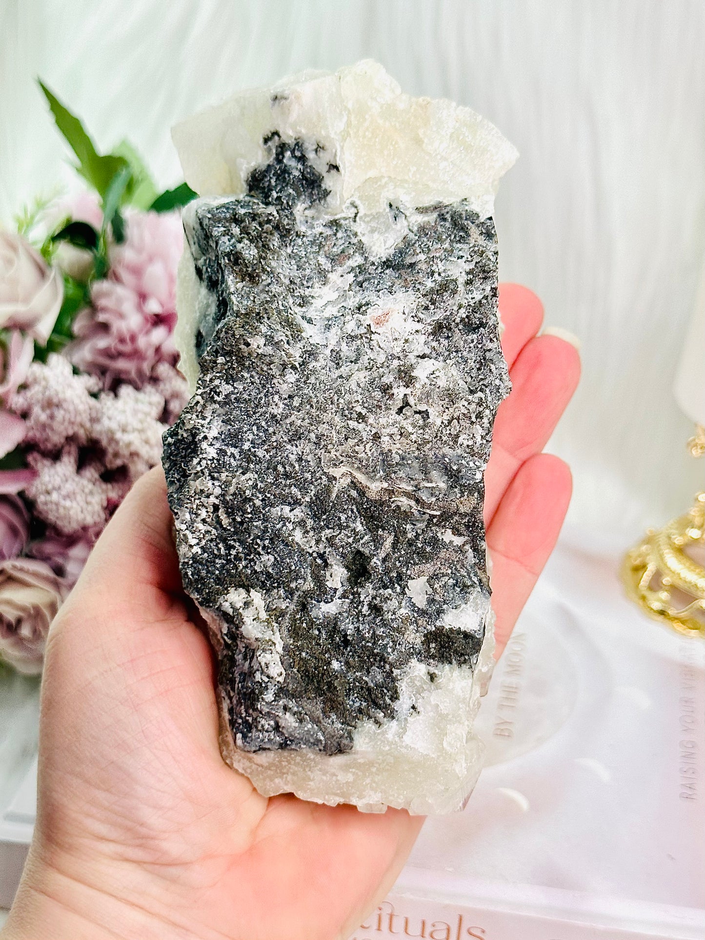 Powerful Vibrations ~ Absolutely Incredible High Grade Sparkling Like Diamonds Apophyllite Cluster On Rose Gold Stand 19.5cm (Inc Stand)