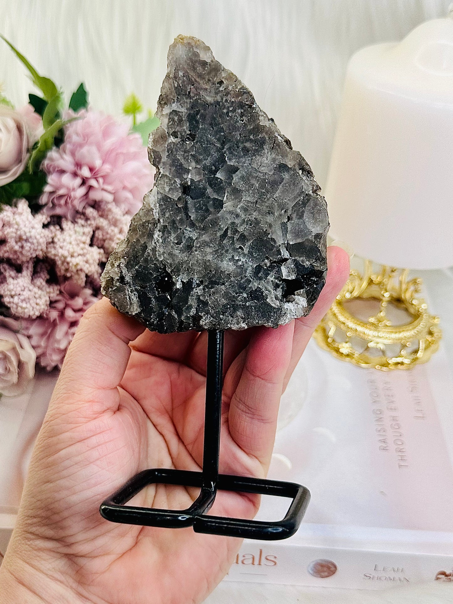 Supports Depression ~ Stunning 15cm Smokey Quartz Cluster On Stand From Brazil