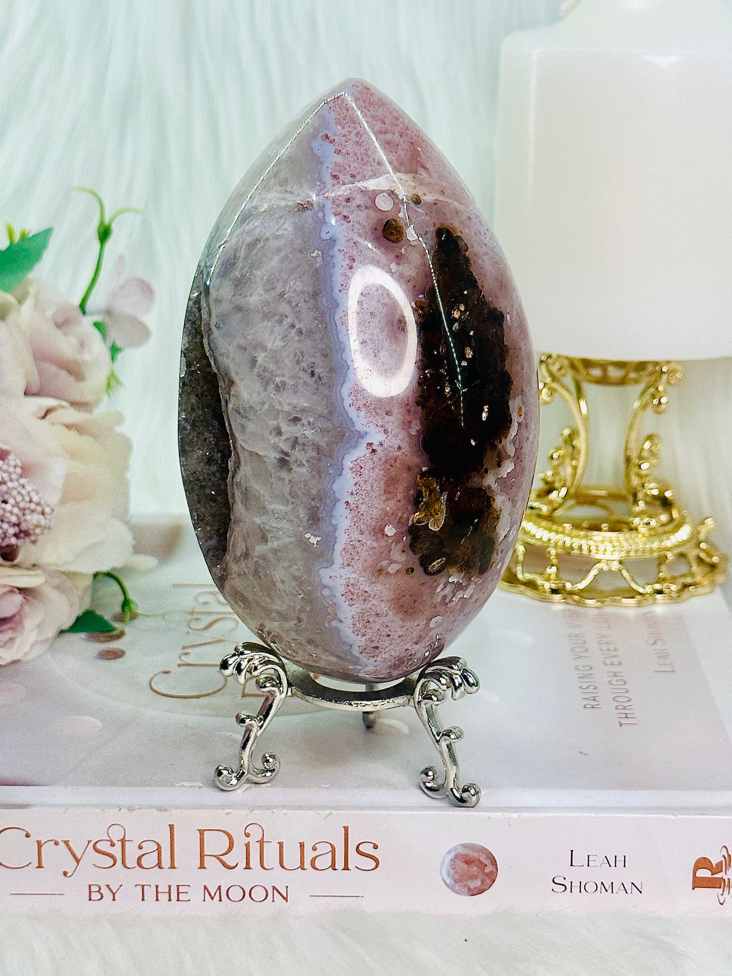 TOTALLY IN LOVE!!!!! Absolutely Divine Large 718gram Druzy Agate Carved Egg On Stand ~ An Exquisite Piece