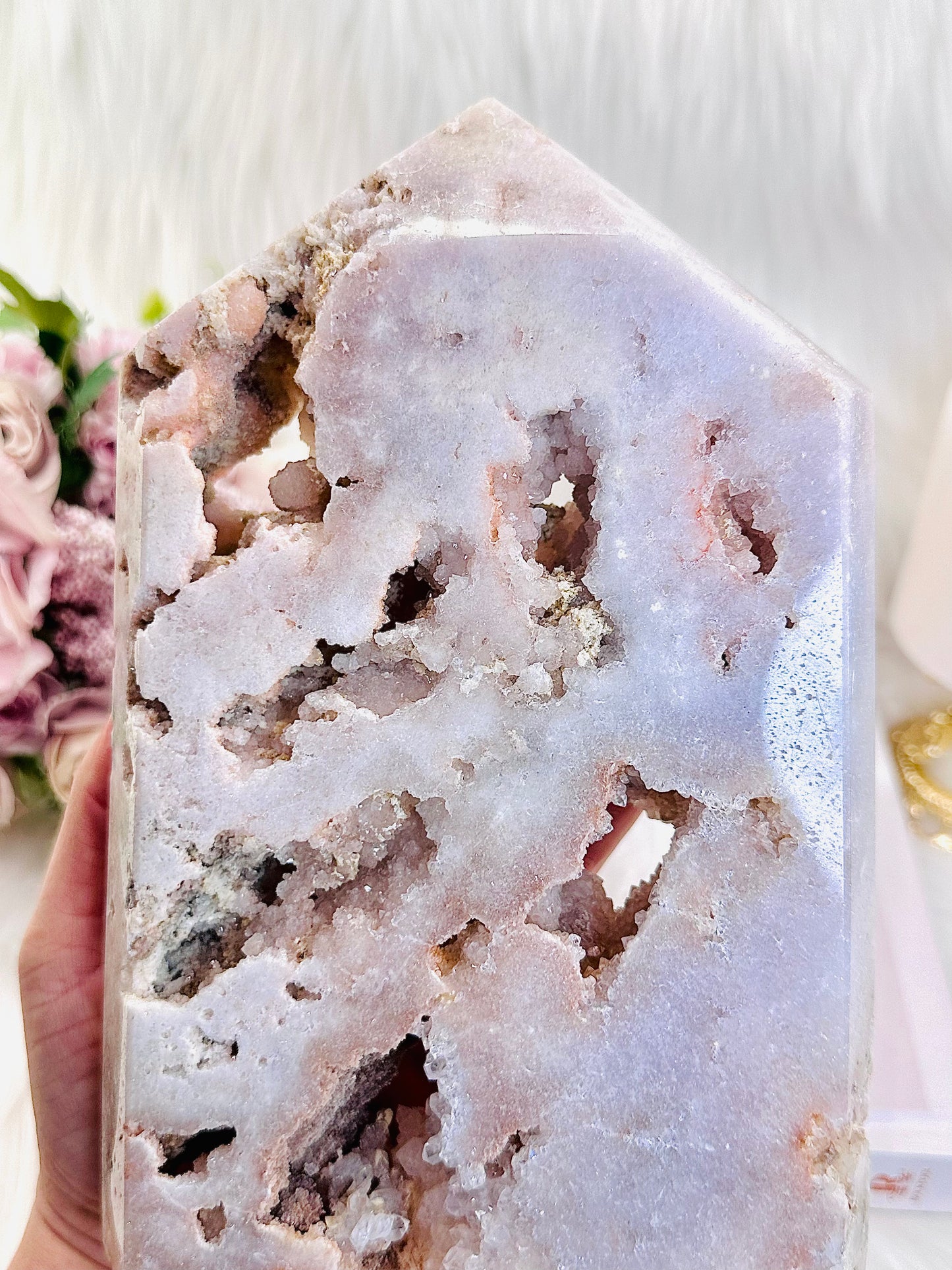 ⚜️ SALE ⚜️Fabulous New Large 1.42KG 20cm Tall Druzy Pink Amethyst Tower From Uruguay Absolutely Incredible