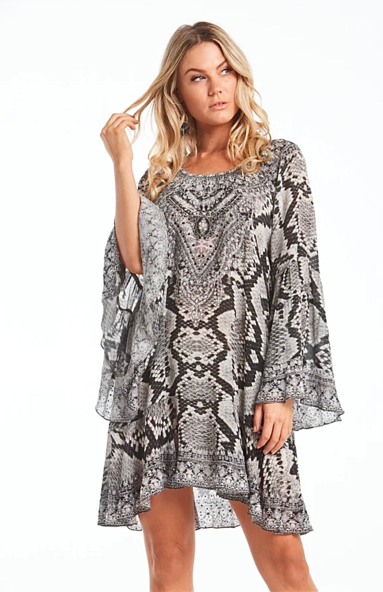 Stunning New CZARINA Desert Snake Frill Crystal Embellished Dress