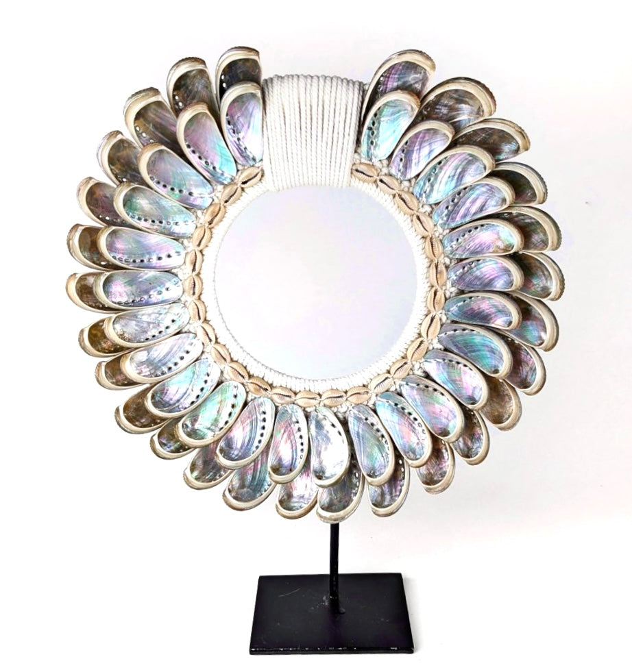 Incredible Large 42cm Mother Of Pearl Necklace On Stand Absolutely Spectacular