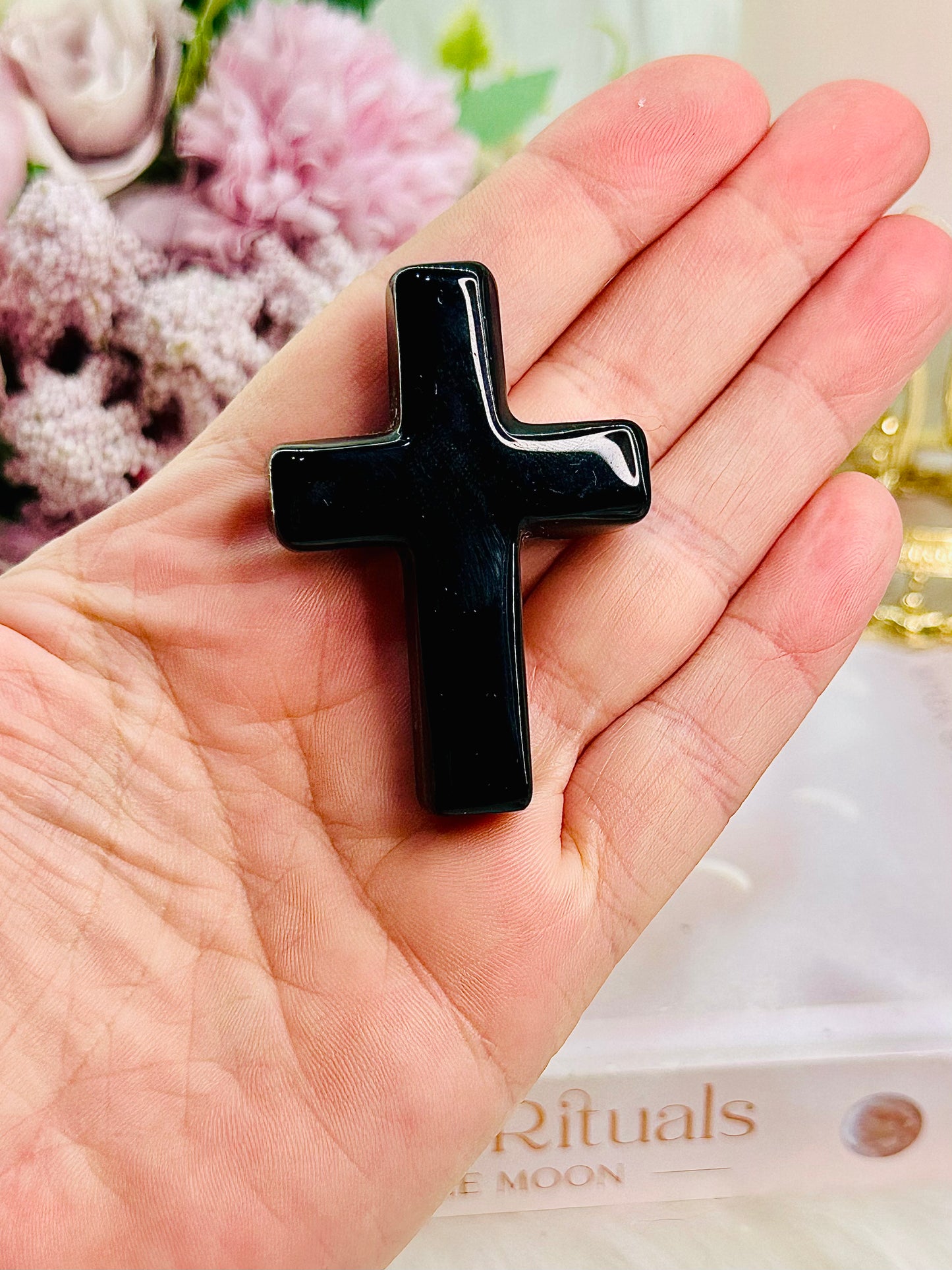 For Protection ~ Black Obsidian Carved Cross