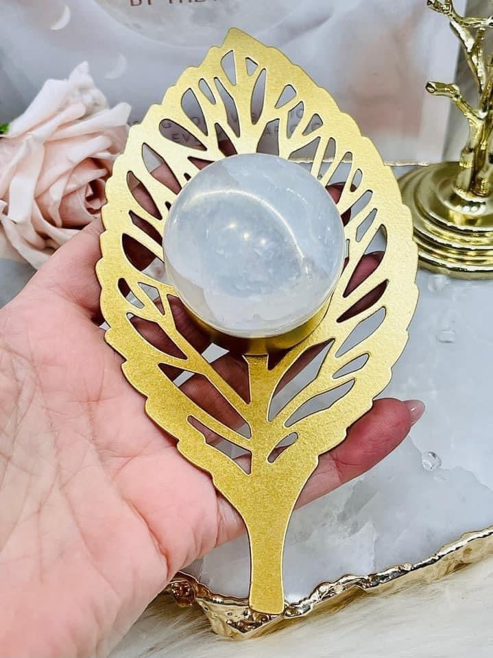 ⚜️ SALE ⚜️Beautiful Angel Aura Sphere On Gold Leaf Stand