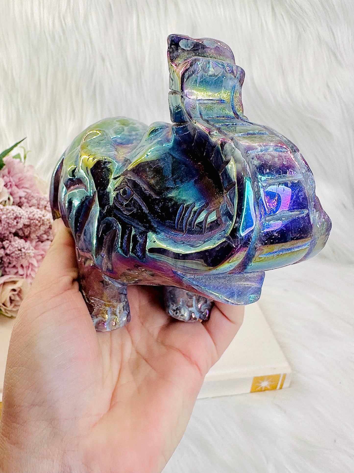 ⚜️ SALE ⚜️Fabulous Statement Piece !!!! Stunning Huge 1.34KG Chunky Angel Aura Dream Amethyst Elephant Carved To Perfection