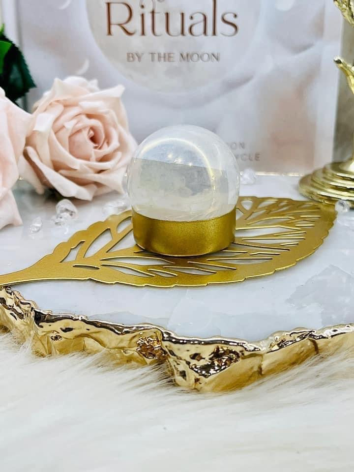 ⚜️ SALE ⚜️Beautiful Angel Aura Sphere On Gold Leaf Stand