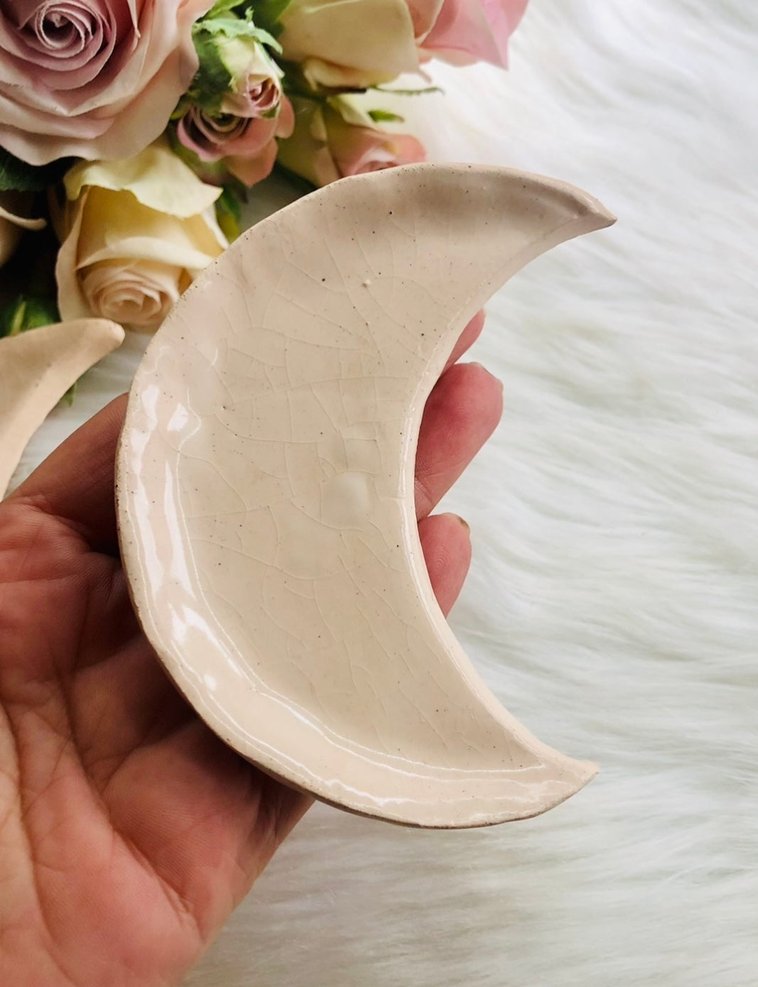 Small 11cm Handmade Ceramic Moon Dishes By Florence and Folk