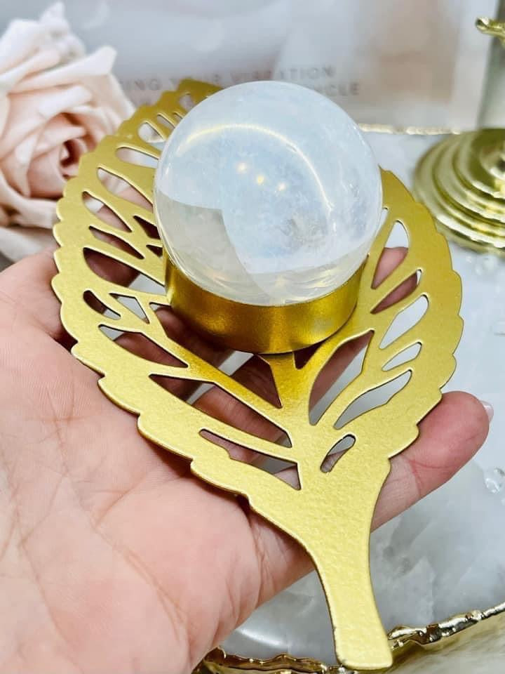 ⚜️ SALE ⚜️Beautiful Angel Aura Sphere On Gold Leaf Stand